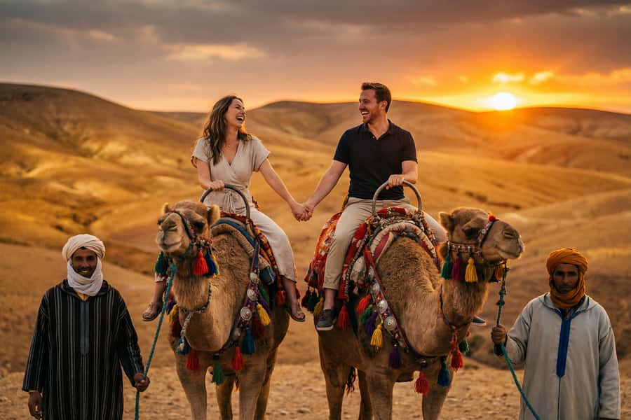 Agafay Desert: Sunset Camel, Quad Bike & Dinner Show, Pool - Transport, guides, and the long return to Marrakech