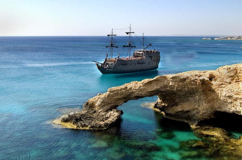 Ayia Napa: Black Pearl Pirate Boat Cruise with Cannon Show - The Cape Greco coast from the water