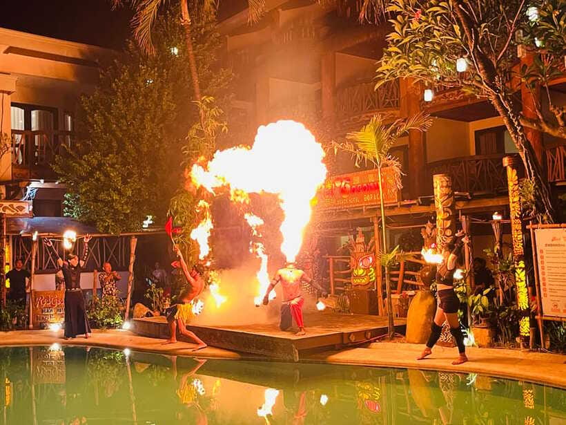 Borocay: Fire Dancing Show at Red Coconut Beach Hotel - What the performance feels like from the beach setting