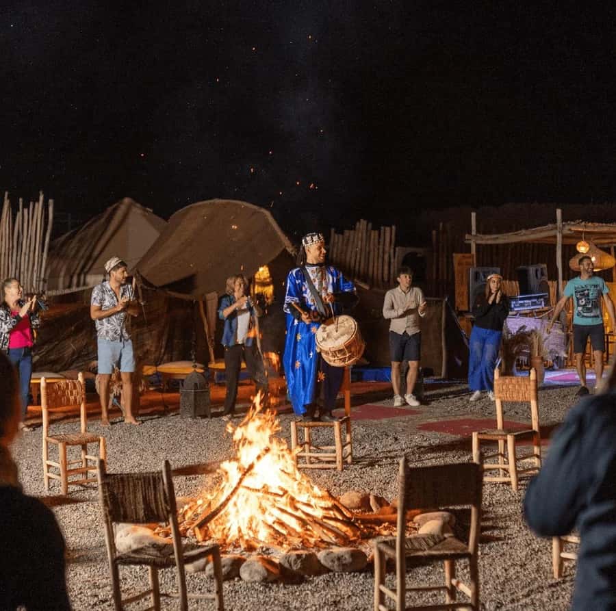 Buggy ride with camels and dinner show in agafay desert - Berber music, dancing, and the fire show
