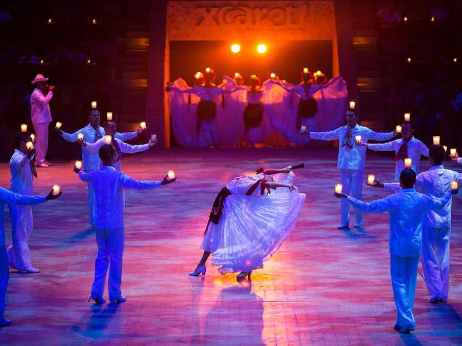 Check out the Night Show at Xcaret Park - Three underground rivers before sunset