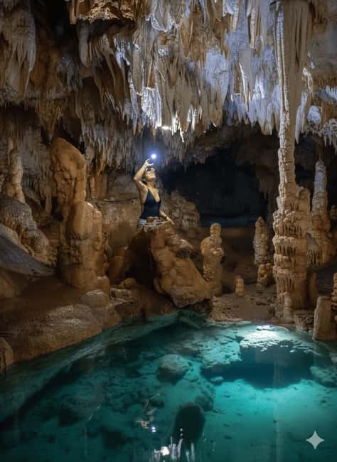 Deep Caves in Cabarete with Guided Tour and Swimming - Voodoo Cave Pool: the first underground swim