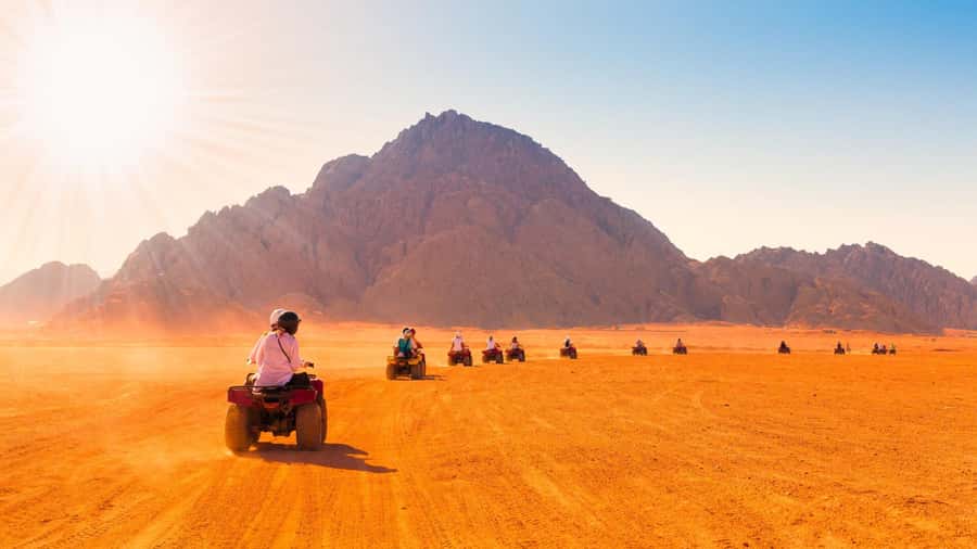 Desert Sunset Quad Bike ATV for 50Km, Oriental Show, Dinner, - The first 25 kilometers to the valley