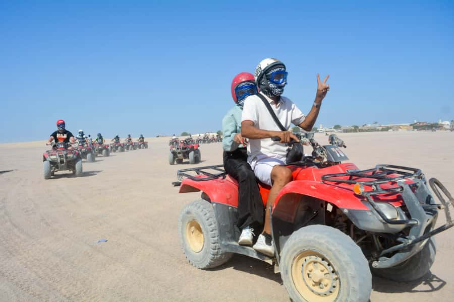 Desert Sunset Quad Bike ATV for 50Km, Oriental Show, Dinner, - Learning to handle the quad bike