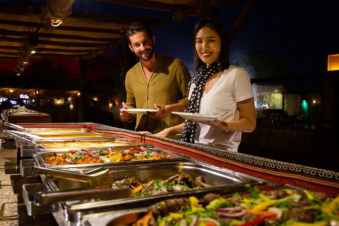 Dinner in Dubai Desert with Camel Ride, BBQ Dinner and Belly Dance - BBQ buffet dinner under the desert sky