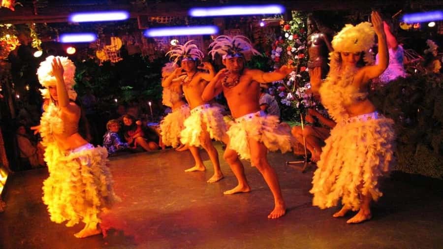 Dinner Show in Bali Hai with Wine refill and transportation - Entering Bali Hai beneath the five moai