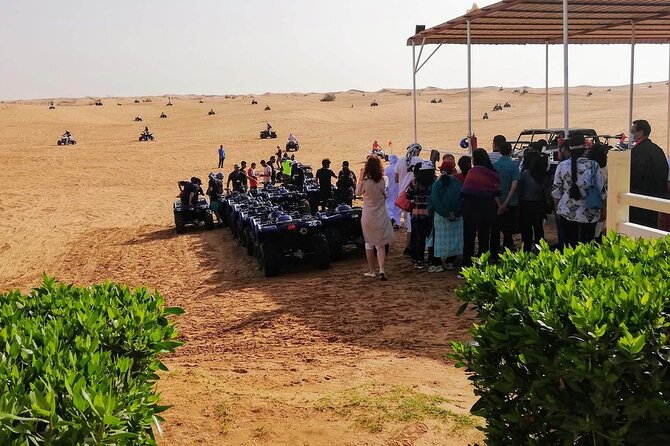 Dubai Desert Safari: Tanoura Show, Dune Bashing and BBQ Dinner - The desert camp after sunset