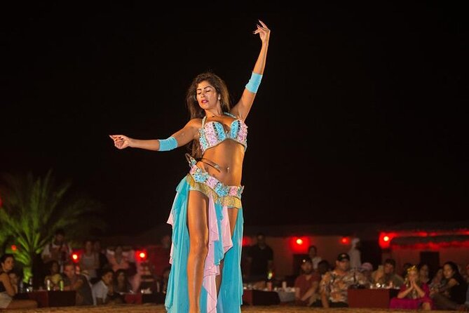 Dubai Desert Safari with Live Show, BBQ Dinner, Camel Ride & Sand Board Options - A desert camp with dinner under the stars