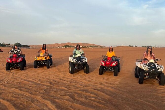 Dubai Evening Safari With Quad Biking VIP BBQ 10 Show Camel Ride - Dune bashing and sandboarding on golden sand