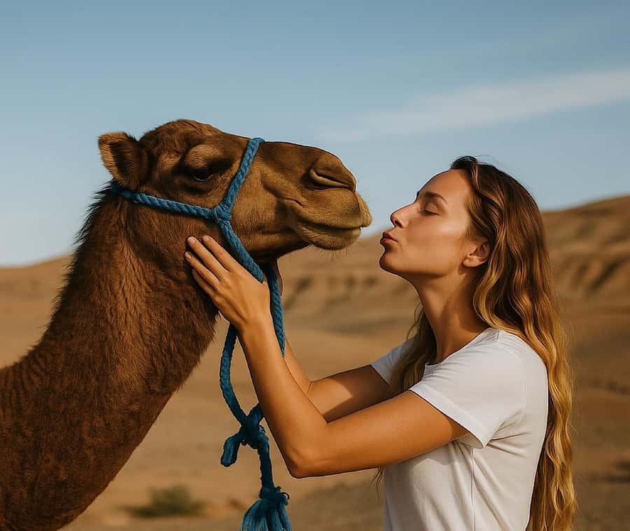 From Marrakech: Agafay Sunset Camel Tour with Dinner & Show - Riding a camel as the sun goes down