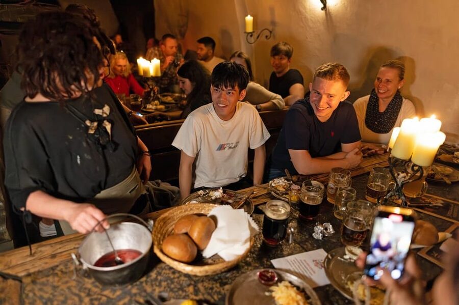 From Prague: Medieval Dinner, Show, Castle and Brewery - Dinner at the Dětenice Medieval Tavern