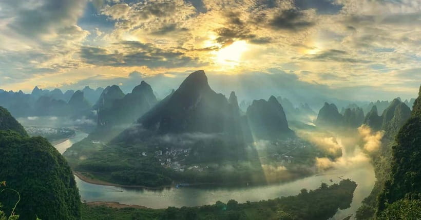 Guilin: 1-Day Cave, Xianggong Hill, Bamboo Boat & Show - Xianggong Hill: the view worth the climb