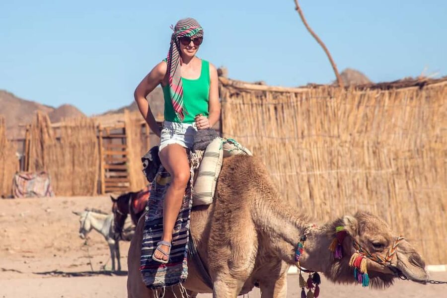 Hurghada: Jeep and ATV Quad with Dinner & Desert Fire Show - A short camel ride with a Bedouin stop