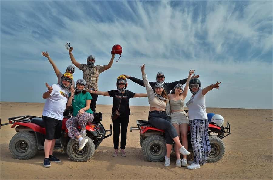 Hurghada: Quad and Buggy Safari with Dinner and Show - Quad biking across the open desert