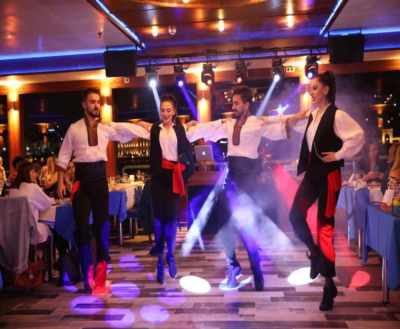 Istanbul Bosphorus Dinner Cruise & Dance Shows Tour - European and Asian shores after dark