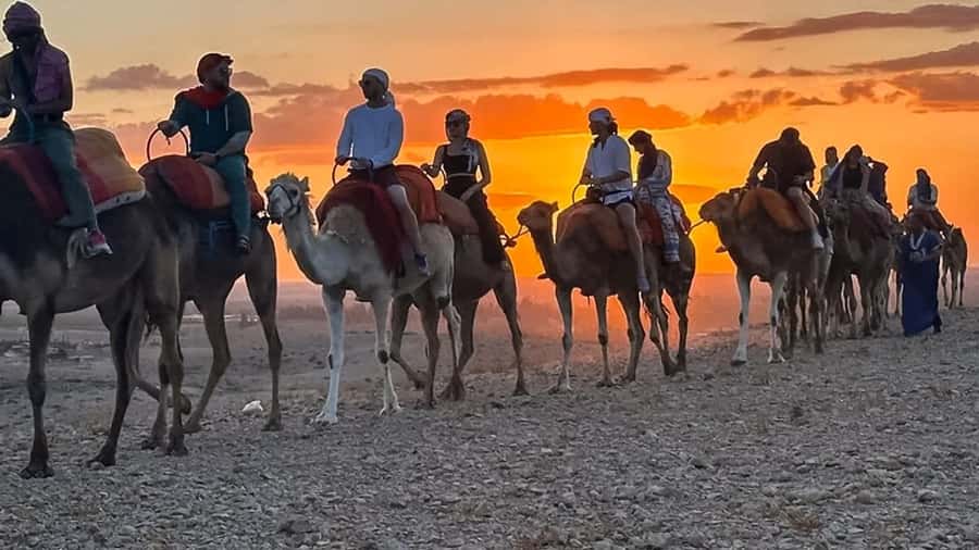 Marrakech: Agafay Desert: Camel ride Quad Bike, Dinner show - The desert pool and Atlas Mountain views