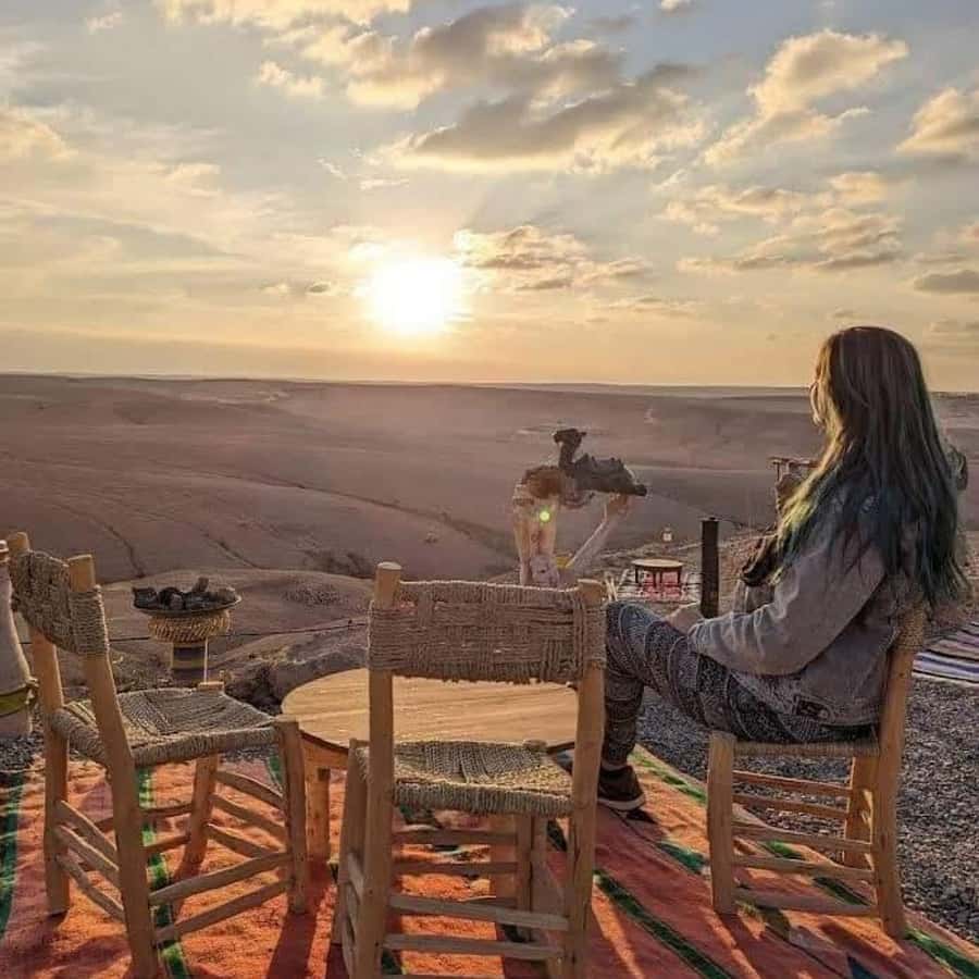 Marrakech: Agafay Desert Dinner Show with Sunset Camel Ride - A Moroccan dinner beneath a tent canopy