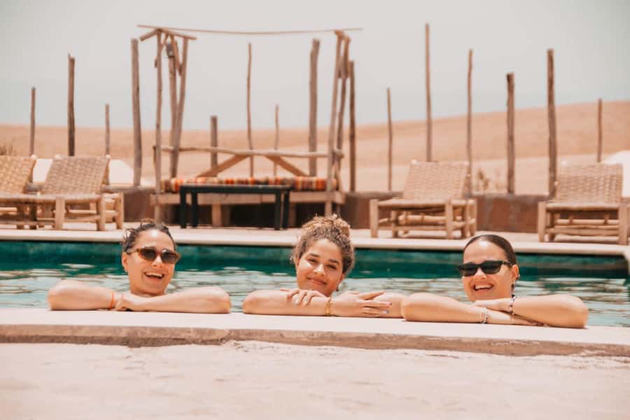 Marrakech: Agafay Desert Pool, Dinner & Live Show Experience - The sunset walk and the view across Agafay