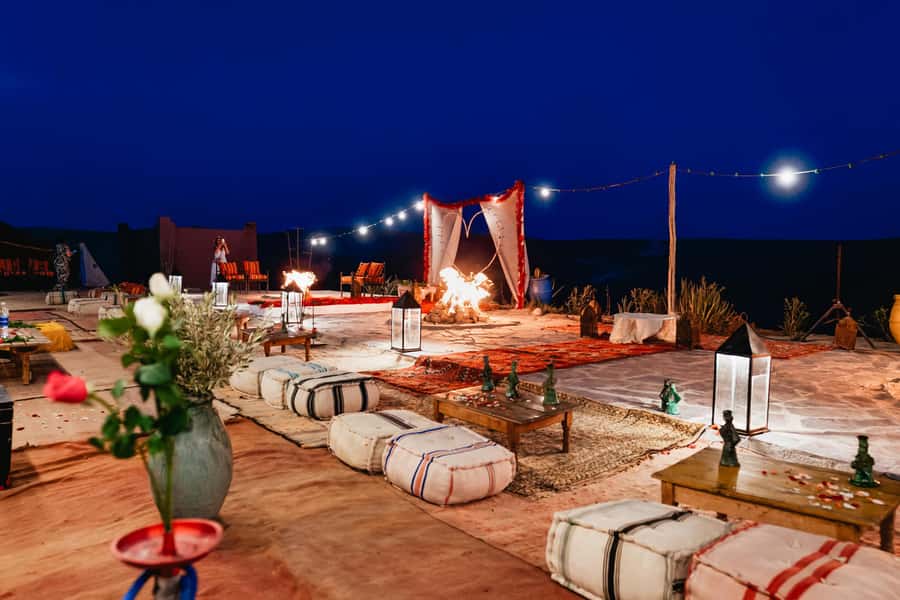 Marrakech: Agafay Desert Pool, Dinner & Live Show Experience - Moroccan dinner in the nomad tent