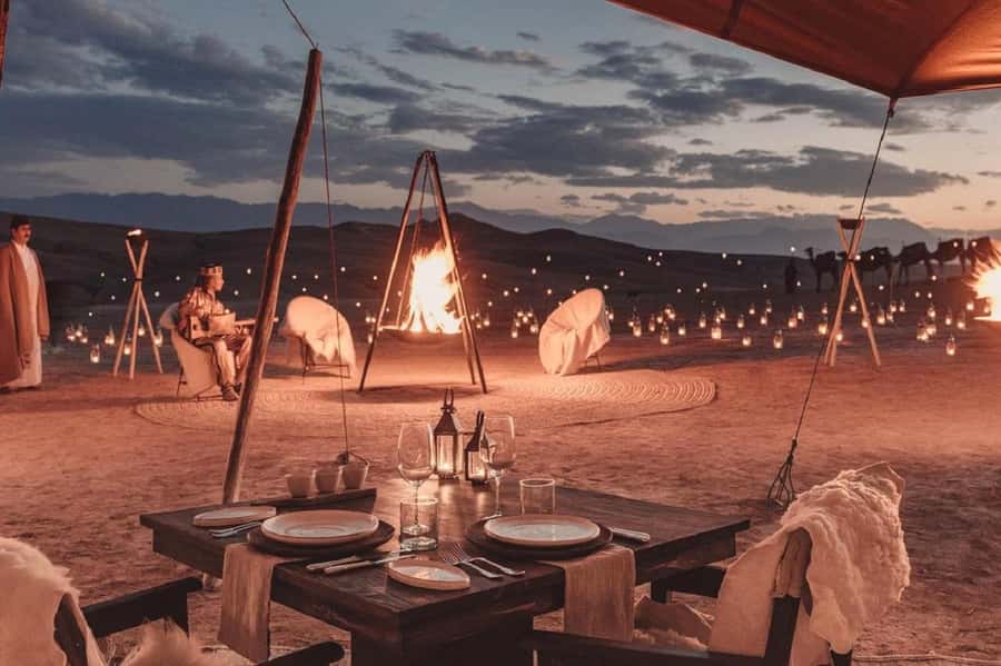 Marrakech: Agafay Desert Quad Bike with Camels & Dinner Show - Camel Riding Beneath the Atlas Mountains