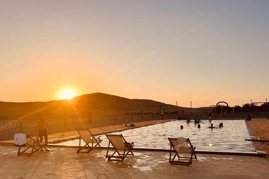 Marrakech: Agafay Desert Quad Biking & Dinner Show - Mint tea and the first view of Sun Sky Camp