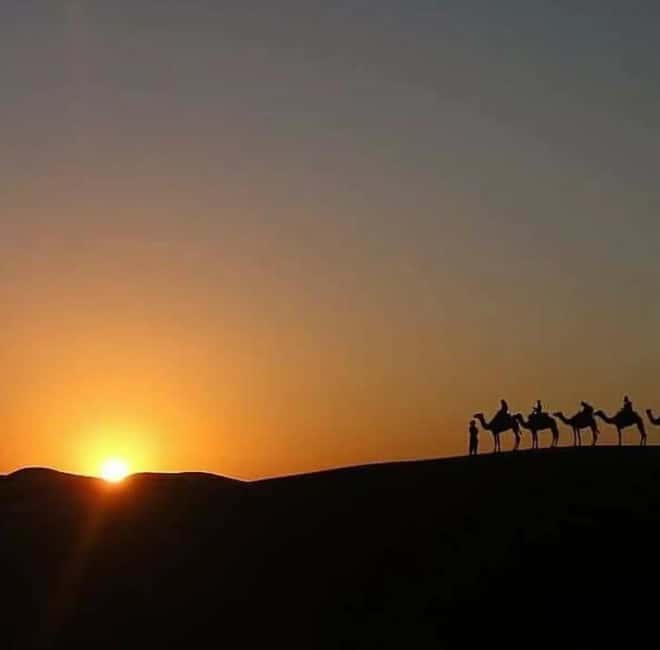 Marrakech :Agafay Desert Sunset Camel Ride & Dinner show - Berber Music and the Fire Show