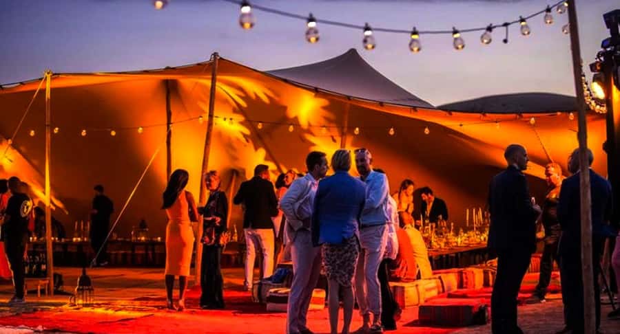 Marrakech: Camel Ride, Dinner, Pool, and Fire Show in Agafay - Mint tea, lanterns, and a Moroccan dinner