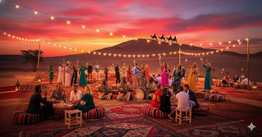 Marrakech: Camel Ride, Dinner, Pool, and Fire Show in Agafay - A sunset camel ride with just enough time in the saddle