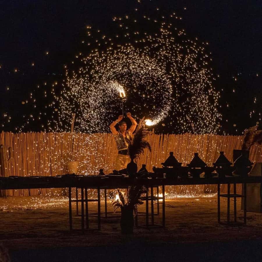 Marrakech: Dinner in Agfay Desert, Camel Ride & Fire Show - The 30-minute camel ride at sunset