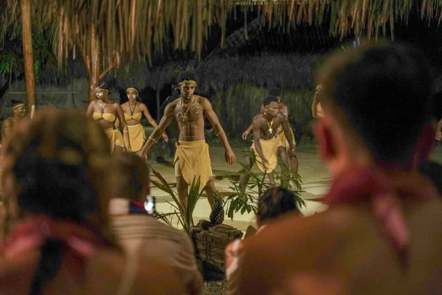 Punta Cana: Sunset Buggy Tour With Cave Swim and Dance Show - Entering the cenote after dark