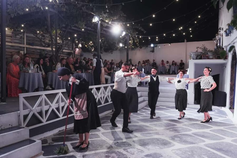 Santorini: The Greek Wedding Show - Entering The White Door Theatro in Fira