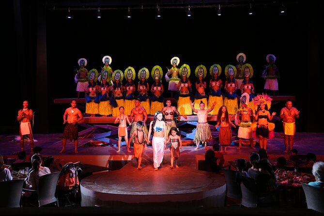 Taotao Tasi the Beach Dinner Show in Guam - A beach stage with the Pacific behind it