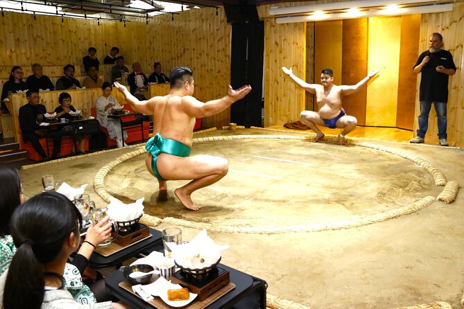 Tokyo Sumo Entertainment Show with Chicken Hot Pot and Photo - Dinner around the ring: chanko-nabe and side dishes