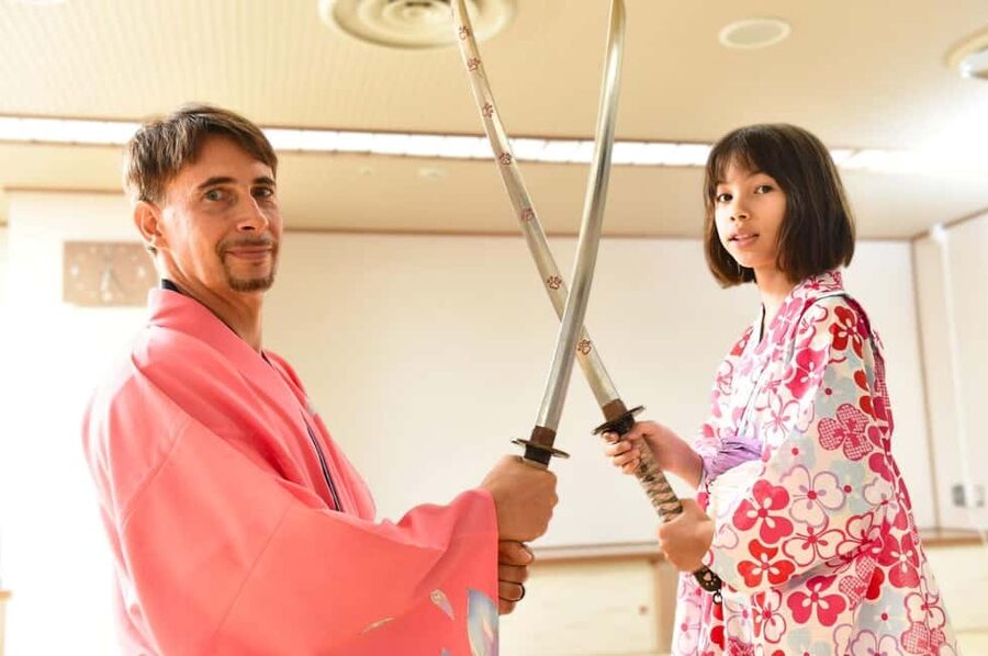 Tokyo: Taishu Engeki Show with Kimono and Sword Lesson - A short walk to the kimono workshop