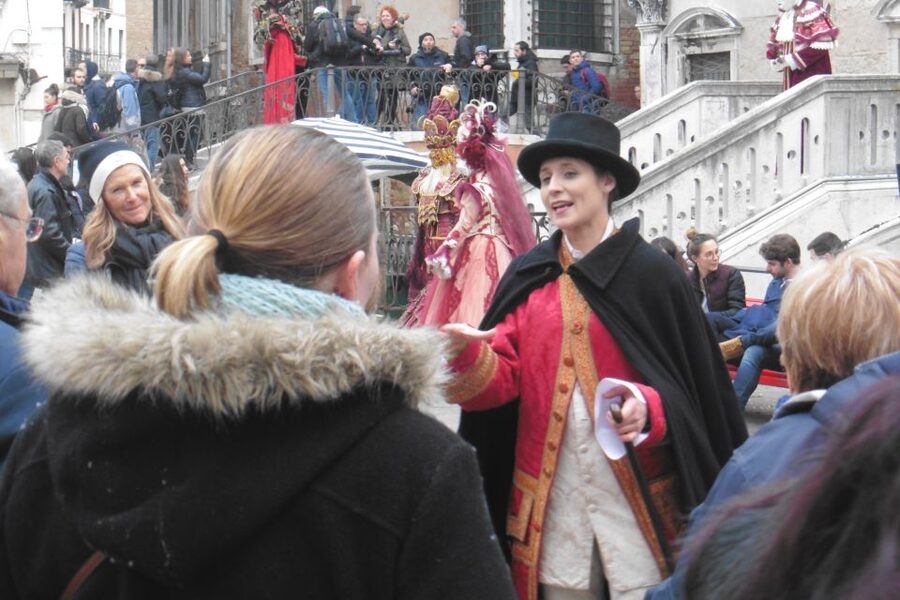 Venice:Theatrical Walking Carnival Show & Casanova's Secrets - The stories: gondoliers, elephants, and Casanova